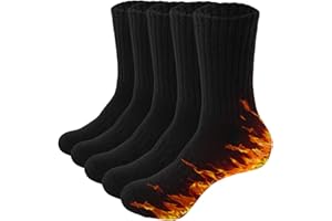 Josnown Chaussettes Chaudes Homme, Chaussettes Hiver Thermiques en Laine, Respirantes et Rembourrées Randonnée Chaudes - 5 Paires, Taille 39-45