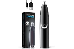 PAONIES Rechargeable Nose Hair Trimmer for Men, 2023 Professional Painless Ear and Eyebrow & Facial Hair Trimmer for Men Women, Powerful Motor and Dual-Edge Blades for Easy Cleansing, IPX7 Waterproof, Black
