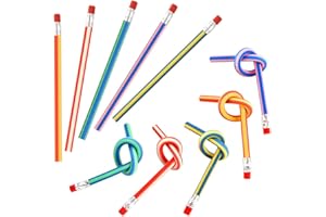 FEPITO 20 Pcs Soft Flexible Bendy Pencils Eraser Magic Bend Toys School Stationary Equipment for Kids Party Bag Fillers Party Favor Supplies Funny Gift Idea, Multicolored