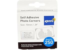 Kenro PC104 Boîte de 250 coins de photos auto-adhésifs pour coller des photos dans des albums