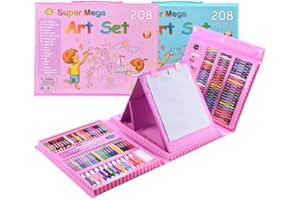 Ruication Art Set Kids and Adults, 208 PCS Art Supplies Drawing Kit Art Kits Deluxe Painting Coloring Set Case with Double Sided Trifold Easel Gift for Artists Teens Boys Girls