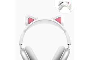 MOWYEOK Osłona na opaskę na czoło kompatybilna z AirPods Max, słodki design z kocimi uszami, miękki silikonowy pokrowiec na słuchawki, osłona na głowę do AirPods Max (biały + różowy)