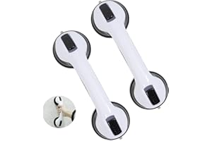 HAOUTDORY 2 Pezzi Maniglie da Bagno con Ventosa,30CM,Maniglia Sicurezza Doccia,Senza Fori,Barra di Supporto per Anziani,Bambini,Antiscivolo,Riutilizzabile, Vasca,WC,Porta in Vetro,Nero