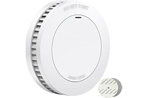 RUNIDUR Rauchmelder 10 Jahren Batterie ohne Bohren, EN14604 Standards Feuermelder, Flacher Rauchmelder zum kleben, Weiß