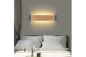 Martll Aplique de pared LED Lámpara de pared Interior Madera Aplique Lámpara de arriba y abajo Iluminación de pared para sala de estar Dormitorio Pasillo Escalera Blanco Cálido Luces (32cm)