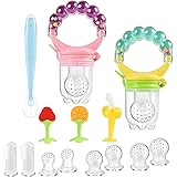 Vicloon Ciuccio per Frutta, 15PCS Alimentatore per Frutta con Sonaglio, Cucchiaini in Silicone, Frutta Massaggiagengive, Spaz