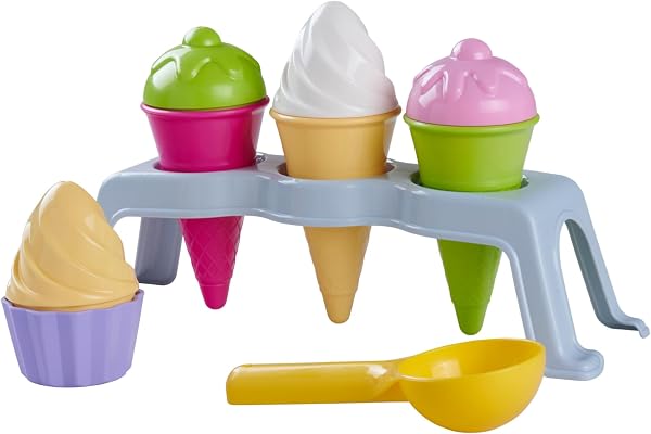 Simba Glassställ lekset – 10 delar sandleksaksset inklusive glassvåfflor, koppar, isbollar och portionerare, för strand eller sandlåda, lämplig för flickor och pojkar från 3 år