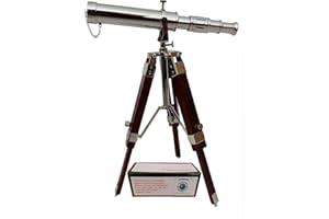 US HANDICRAFTS Vintage Brass Nickle Telescope on Tripod Stand - Chrome Desktop Spyglass for Home Decor & Table Accessory - Nautical Telescope for Navy and Outdoor Adventures