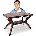 AVRO FURNITURE Magna Cross Legged Rectangular Shape 6 Seater Plastic Dining Table for Home, Dining Room, Office,Restaurants, Cafeterias, Garden|Indoor and Outdoor|1 Dining Table|Color Brown