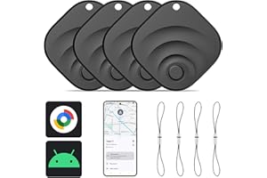 Reyke Android Tracker, Air Smart Tag Compatible avec Google Find My (Android Seulement), Traceur pour clés, Bagages, Valise, Portefeuille, 4 Pack