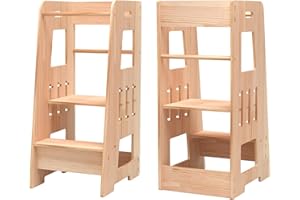 PTUWODS Learning Tower Height Adjustable Children's Step Montessori Tower Children's Chair Kitchen Helper (39 x 50 x 91 cm)