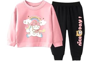 TiaoBug Conjunto de Chándal para Niñas Camiseta Deportiva de Manga Larga con Estampado y Pantalones Largo de Cintura Elástica Ropa Informal 1-10 Años