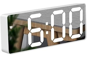 TFUFR Alarm Clock, Digital Alarm Clock 3" LED Display with Light Sensing Dimming Mode, Snooze, Adjustable Brightness, Bedside Clock for Bedroom Living Room Home Decor, White