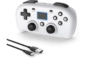 DYONDER Controller wireless per PS4, gamepad PS4 stile mini compatibile con PS4, telecomando per giochi per PC per Windows 10/8/7, controller di gioco con doppia vibrazione/sensore a 6 assi/audio(Bianco)