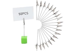 BOGORO Qazuwa 50 Stück Memo Clip Halter Ständer Stehen Memo Clip Metalldraht Krokodilklemmen DIY Handwerk Draht Clip für Hinweis BüroklammerDIY Hochzeit Tischdeko Geburtstag Party (9,5cm)