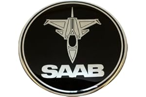 EU-DECALS 63,5 mm jet aereo SAAB nero cromato cofano cofano portellone distintivo emblema bombato 3D Decal retro autoadesivo 9-3
