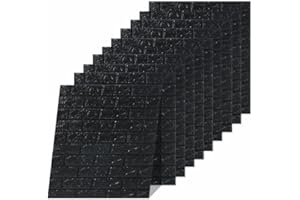 Euro Tische Pannelli da parete 3D, effetto pietra, impermeabili, adesivi da parete, per camera da letto, bagno, 10 pezzi, colore nero, 70 x 77 x 0,5 cm