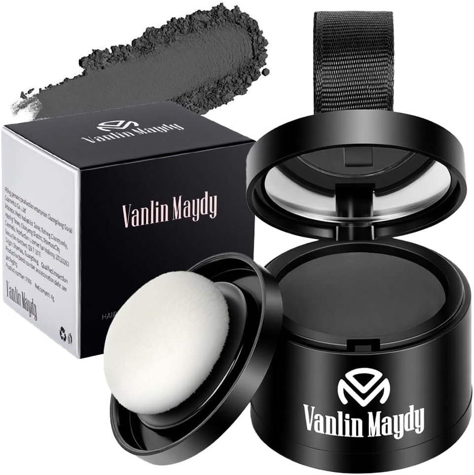 ALIIP Sombra para el Cabello,4g Retocador de Raíces en Polvo Corrector de Raíces,Polvo para la Línea del Cabello Debilitado,Hairline Powder para Cubre Rápidamente Canas Mujer y Hombre (Negro Natural)