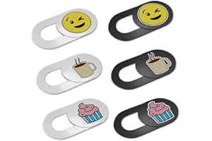 KARBOME Tapa Webcam Ultrafina Blanco y Negro (6 Unidades) | Tapar Camara portatil PC, Mac y Tablet | Smiley, Café, Cupcake | Set-C2