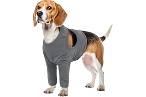 PUMYPOREITY Manchon pour Jambe de Chien pour Protection Plaie, Protecteur de Bandage de Coude pour Chien Jambe Anti Lechage ProtèGe-Coude pour Chien pour la RéCupéRation PostopéRatoire(Gris, XL)
