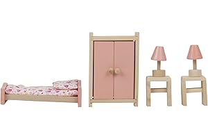 URBN-TOYS Children Wooden Doll House Furniture Gift Toy Sets (Bedroom)