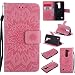 Produktbild pinlu® PU Leder Tasche Etui Schutzhülle für LG Spirit 4G LTE (4.7 Zoll) Lederhülle Schale Flip Cover Tasche mit Standfunktion Sonnenblume Muster Hülle (Rosa)