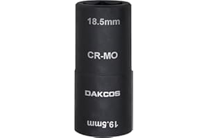 DAKCOS Nakrętki do wkrętarki udarowej 18,5 x 19,5 mm, klucz nasadowy do nakrętek koła, CR-MO, napęd 1/2" do specjalnych felg aluminiowych, wymiana kół