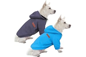 HuaLiSiJi Dog Hoodie Dog Sweatshirt Elasticity Fabric is Quite Comfortable, Soft and Warm for the Animal and Easy to Wear (Blue+Gray, M)