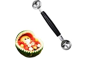 YALIYU Double Sided Melon Baller,Melon Baller Scoop, Melon Ball Scoop, Double Scoop Fruit Baller Scoop Stainless Steel Round Melon Scoop Ice Cream Cone Double Dessert Scoop for Fruit Ice Cream