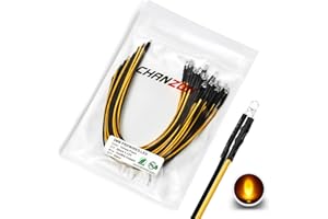 [Cavo UL] Chanzon 20 pezzi Pre Cablati 3mm LED lampeggianti luci a diodi (lente trasparente rotonda e trasparente DC 12V) con resistenza da 680 ohm 1/4W e indicatore di Cavo da 24AWG