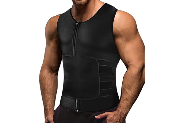 Memoryee Homme Sweat Gilet Néoprène Entraînement Chemise Corps Shaper Sauna Costume Taille Formateur Sport Fitness Fermeture Éclair Débardeur
