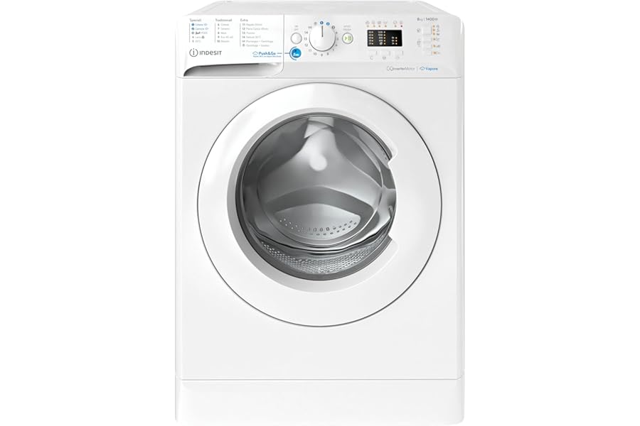 Indesit BWA 81496X WV IT – Washing Machine 8 kg, Front Load, Freestanding, 1400 RPM, Class A, PODS Cycle, Steam, 59.5 x 63.3 x 84.5 cm