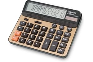 ERUW Calculatrice de bureau, calculatrice de bureau à fonction standard avec touches de grand ordinateur et calculateur de bureau à écran solaire 12 chiffres avec écran à cristaux liquides