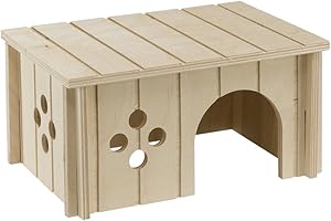 Ferplast Maison Cochon d'Inde, Cobayes, Accessoire Cage Cochon d'Inde, avec Toit Plat et Trous d'Aération, en Kit de Montage, 26 x 17,3 x h 13 cm, SIN 4645 Maison Bois pour Cochons d'Inde Niche