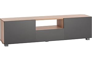 MyosHome - Mobile TV per Soggiorno, Tavolo TV Colore Rovere e Grigio 140 x 30 x 38 cm. Hera