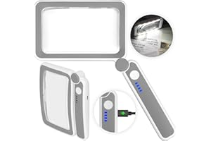 TOBEGIGA Wiederaufladbares 4-faches Vergrößerungsglas zum Lesen - Handliches Seitenvergrößerungsglas mit Licht für Sehbehinderte Senioren - Leichtgewichtige LED-Lupe zum Lesen/Zeitungen/Kleingedrucktem