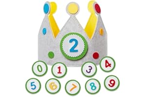 NOKDAL Corona di Compleanno Stoffa Corona Compleanno Bambina Ragazzi Cappellini Festa Compleanno Bambini Cappello da Festa di Compleanno Corona Bambino con Numeri da 0 a 9 per compleanno decorazioni