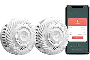 RISOON Smart Rivelatore di Fumo, Rivelatore di Fumo Wi-Fi, compatibile con l'app Tuya/Smart Life, nessun gateway richiesto, segnale di allerta da 85 dB, mini rivelatore di fumo e incendio connesso, (2 Pezzi)