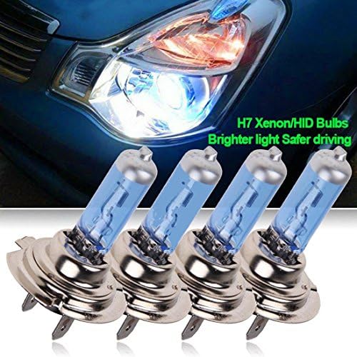 MYNC - H7 HID Xenon Bulbs 100W 12V Headlight Super Bright Car Vehicle Lamp New Replacement Set (4)