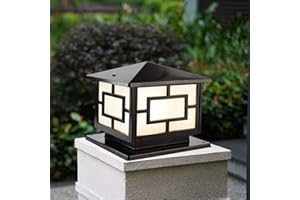 MENGJAY TRADE Exterior Rainproof Pillar Light Traditional Victoria Landscape Waterproof Outdoor Pillar Light Column Lamp Aluminum Glass Globe Post Lanterns American Patio Villa Garden Gate Street Lighting