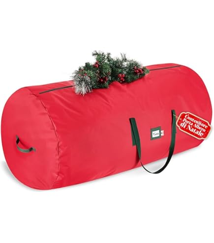 Treer Custodia Porta Albero Di Natale, Custodia Albero Di Natale 110cm, Sacca Per Albero Di Natale In Tessuto Oxford 600D, Borsa Porta Albero Di Natale Con Cerniera E Manici (Grigio,110x60x35cm