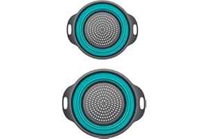 CFSVVD 2 Stück Nudelsieb, Nudelsieb Faltbar, Küchensieb Mit Griff Klappbar Silikonfilterkörbe Abtropfsieb Nudelsieb Platzsparend Silikon Sieb Seiher für Draussen Camping Nudeln Obst Gemüse