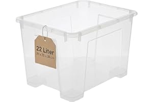 IKEA Samla Aufbewahrungsbox mit Deckel – 22L mit Deckel, Stapelboxen transparent – Robuste Boxen Aufbewahrung – Große Aufbewahrungsboxen für Haushalt & Keller - BxTxH: 39x28x28cm