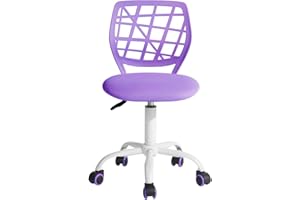 FurnitureR Sedia da ufficio Sedia da scrivania regolabile in altezza girevole in tessuto, sedia da lavoro ergonomica senza bracciolo, viola