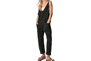 FZKun Peto Vaquero Para Mujer - Informal Escote En V Corte Holgado Tirantes Ajustables Pantalones Vaqueros Con Bolsillos Mono Cargo Con Piernas Rectas Tirantes Rompers