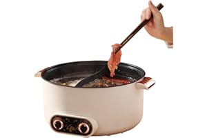 KENSBRO Hot Pot Olla Eléctrica 5L - Calefacción Rápida 1350W, Doble Botón Rotativo, Revestimiento Antiadherente, 3 Niveles de Temperatura - Ideal para Fideos y Sopa