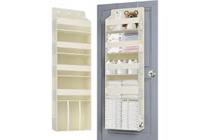 TAHAVICE Dörrarrangör, hängande med 5 fack, 1 stort kapacitetsfack & 10 sidofickor, skötväskaorganisatör för babyrum, dörrhän