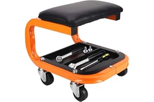 ‎ALEAWOL aleawol Werkstatthocker mit Rollen, 180 kg Fahrbarer Werkstatt Rollsitz Rollhocker Werkstatthocker Werkstattsitz Werkstattstuhl, Arbeitshocker mit Ablage Weicher Sitzauflage Montagehocker