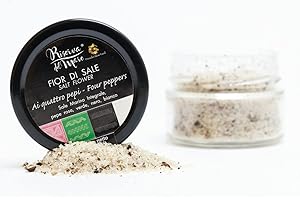 RISERVA DEL MARE Fior di sale di Trapani (Sicilia) | Fior di Sale integrale Marino | Fior di Sale Aromatizzato | 120g (4 Pepi)