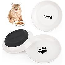 Set 3 Ciotole Per Gatti In Ceramica Con Base Antiscivolo - Piatte, Anti Affaticamento Baffi - Foto 8